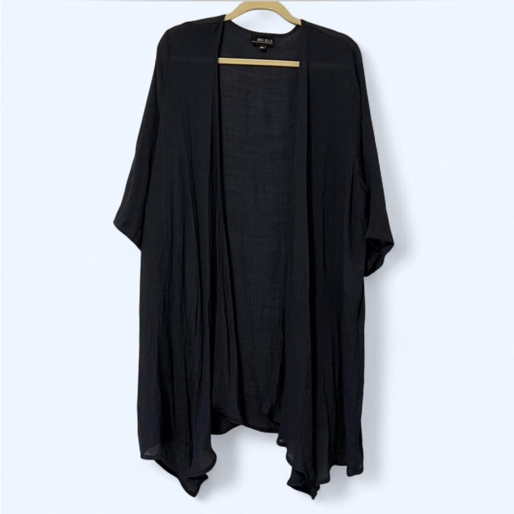 Annabella Navy Draped Open Front Poncho